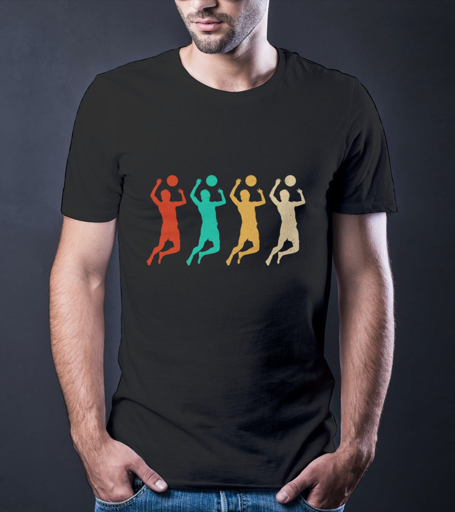 Vintage Volleyball Colorful Player T-Shirt