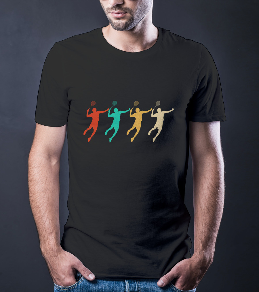 Vintage Badminton Colorful Athlete T-Shirt