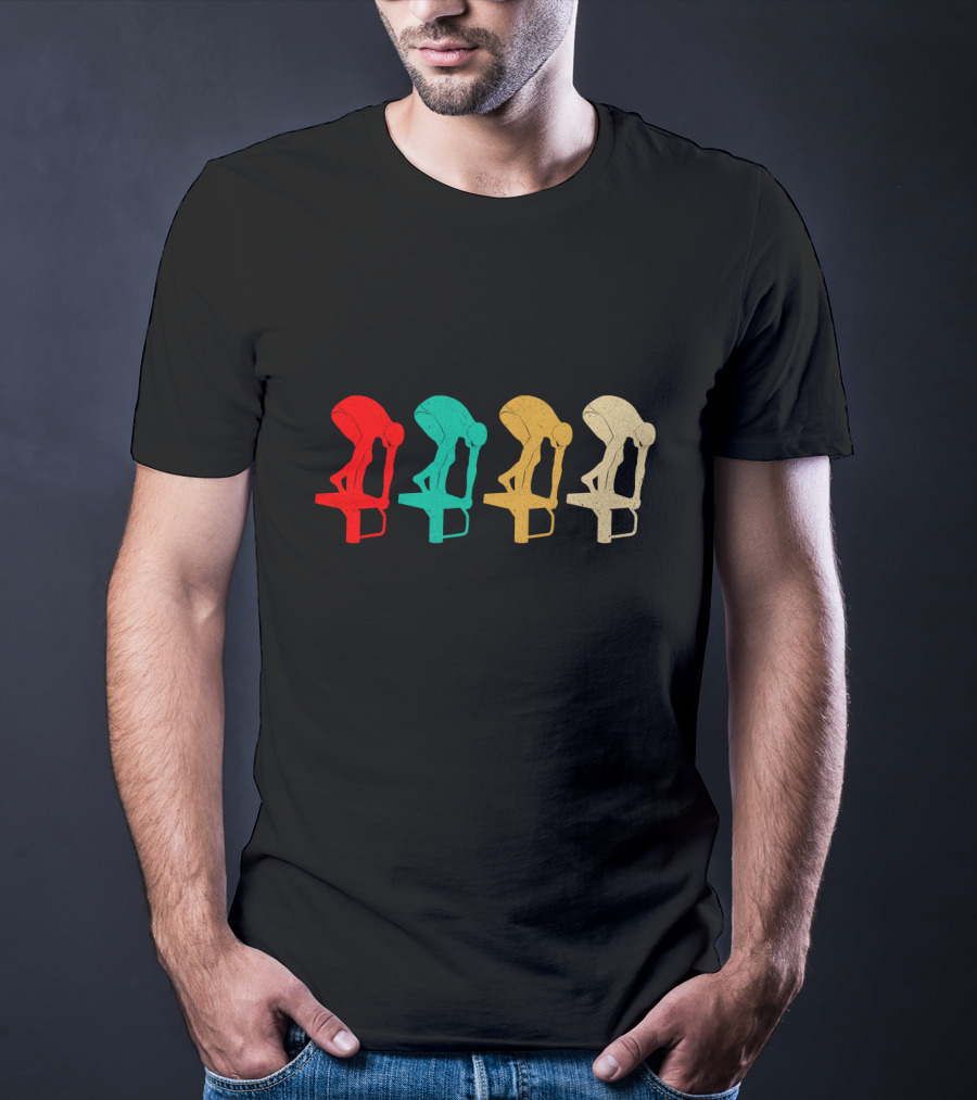 Vintage Swimming Diver Silhouettes In Retro Colors T-Shirt