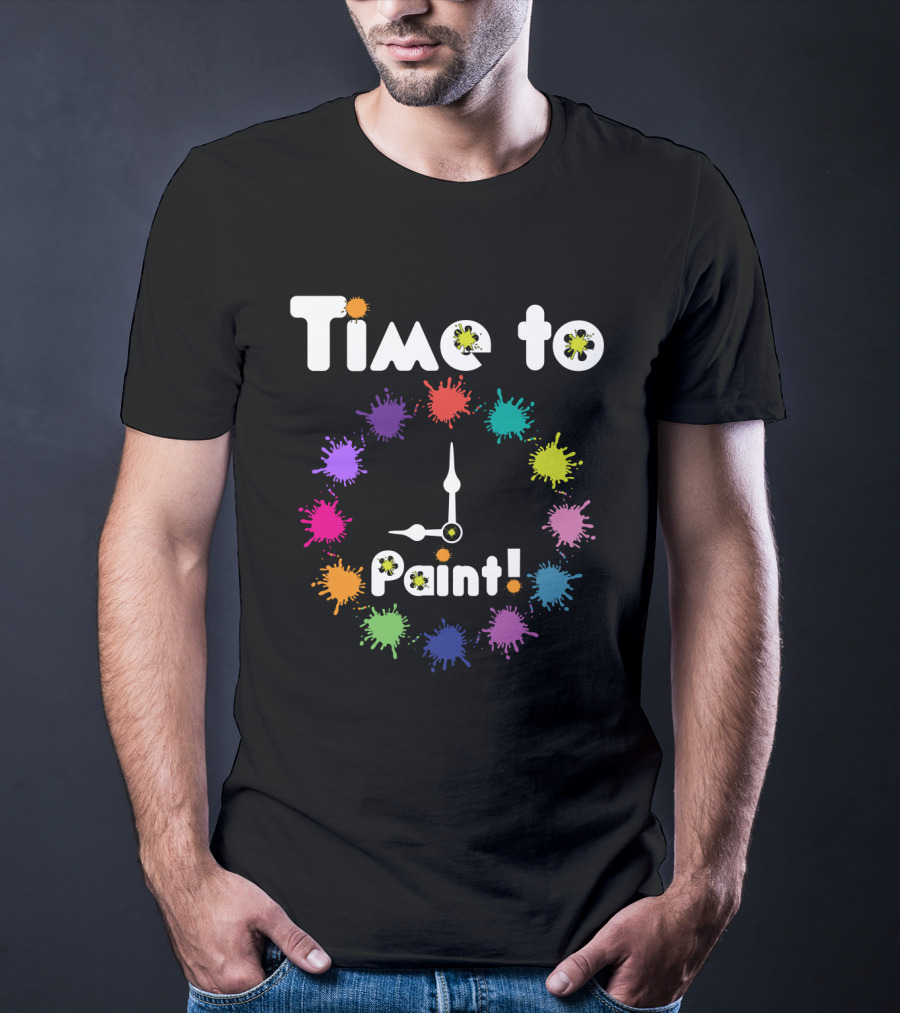 Time To Paint Colorful Clock T-Shirt