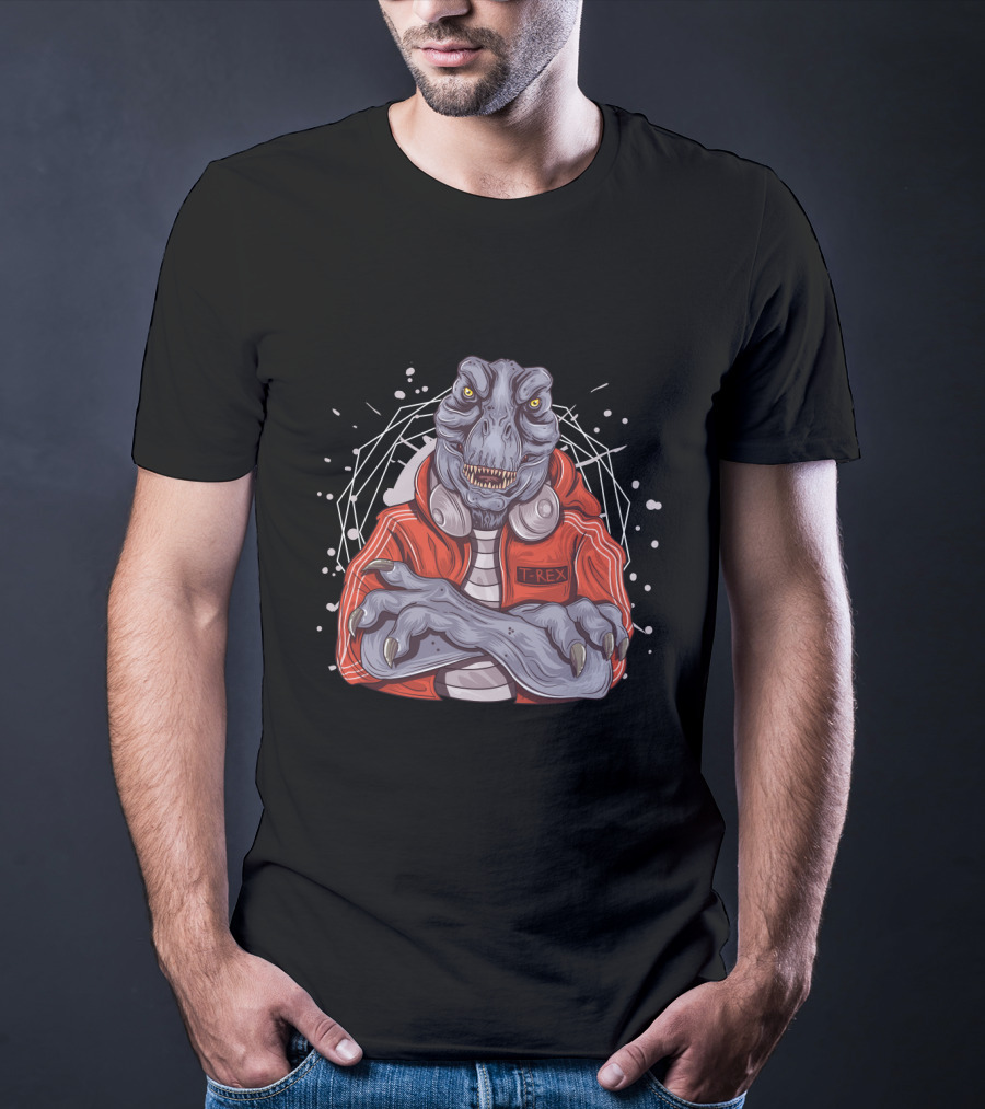 T-Rex DJ With Headphones Crossed Arms Music Jockey T-Shirt