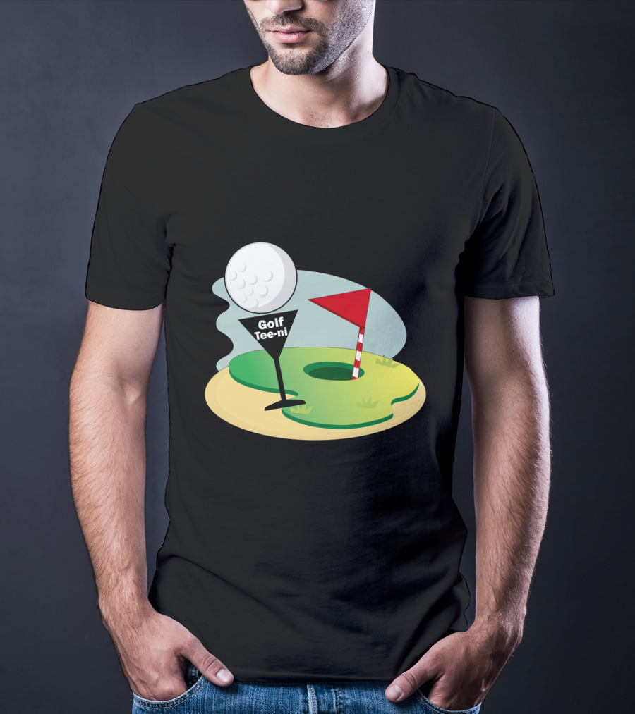 Golf Tee-ni Golf Ball Green Flag Hole T-Shirt