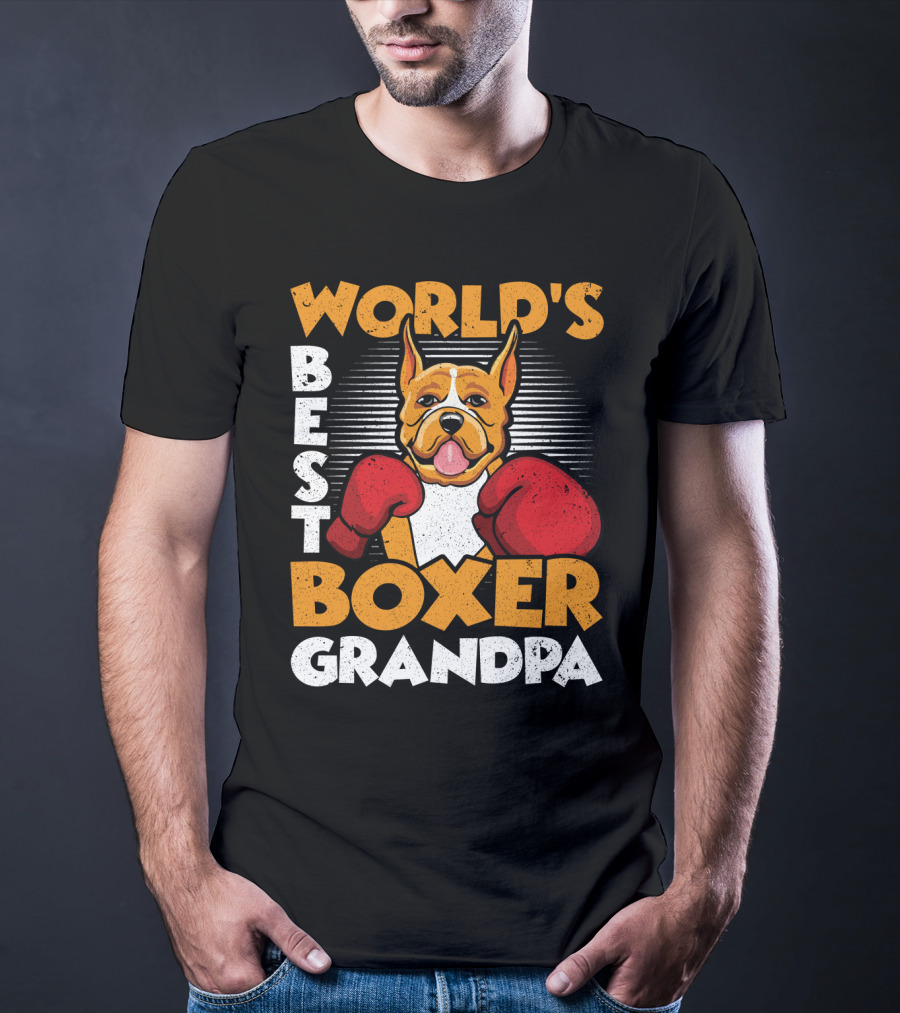 World's Best Boxer Grandpa Red Gloves Dog T-Shirt