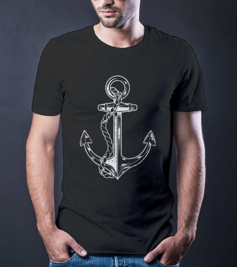 Black Sea Anchor Vintage Nautical T-Shirt