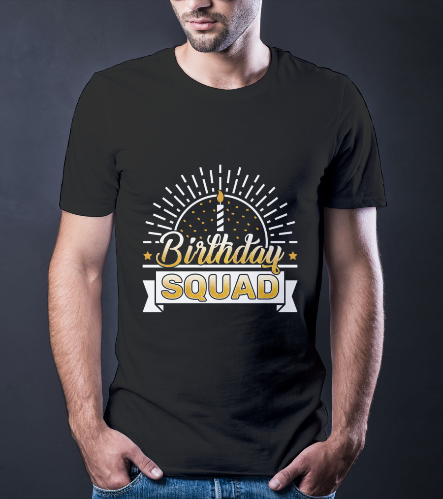 Birthday Squad Candle Celebration Banner Stars T-Shirt