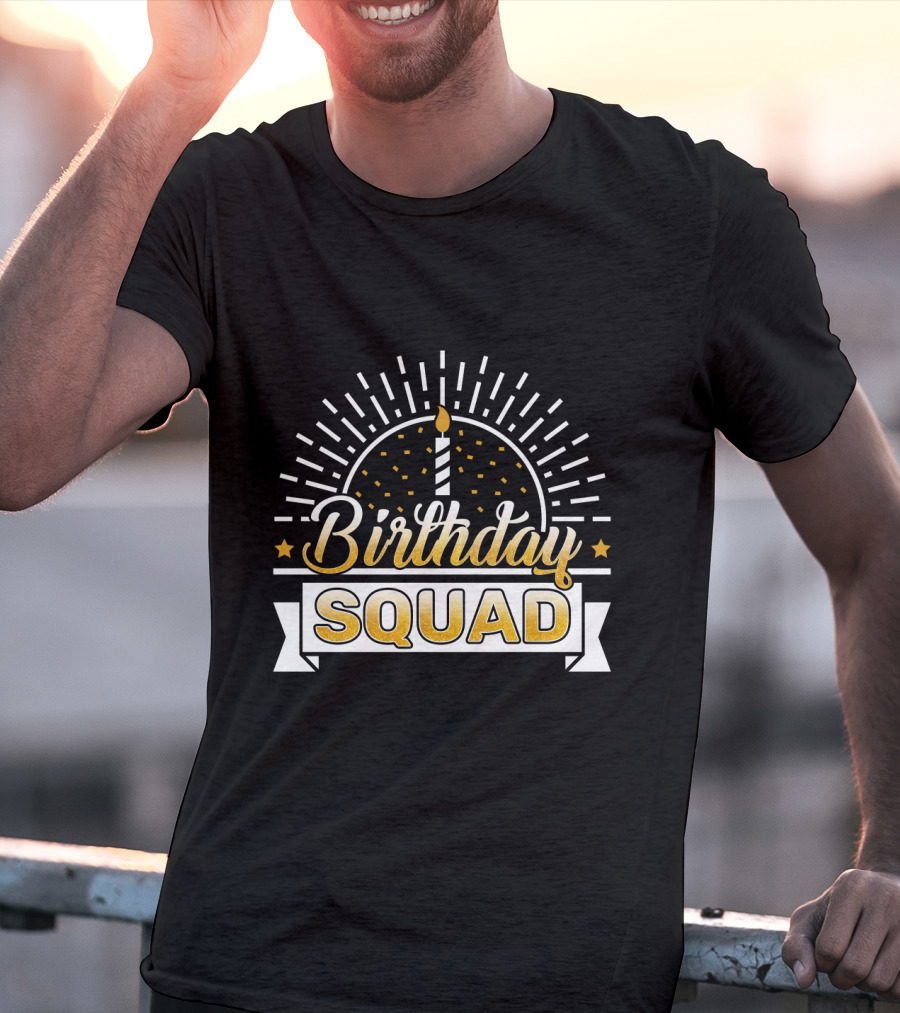 Birthday Squad Candle Celebration Banner Stars T-Shirt