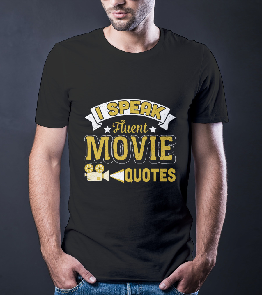 I Speak Fluent Movie Quotes Vintage Film Camera Stars T-Shirt