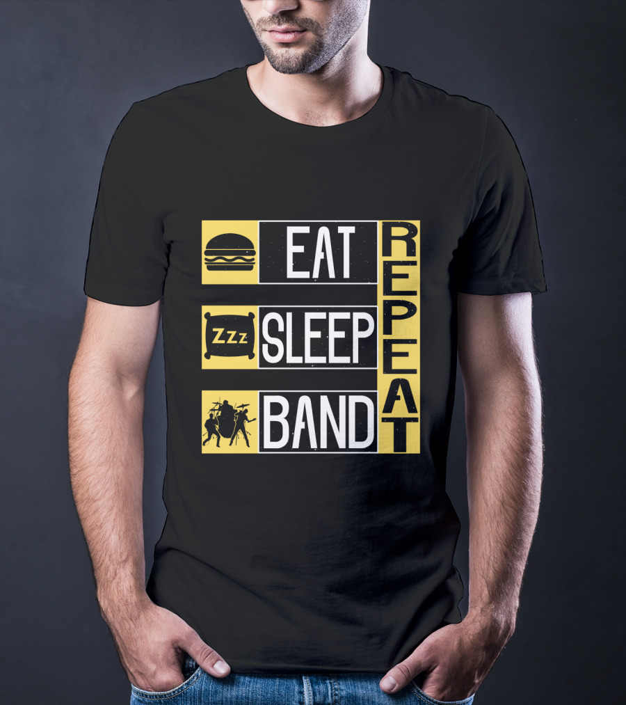 Eat Sleep Band Repeat Music Burger Pillow Icons T-Shirt