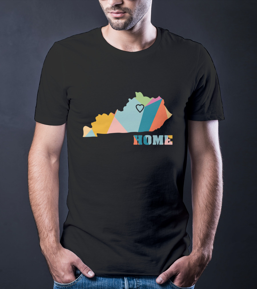 Home Kentucky State Colorful Map Heart T-Shirt