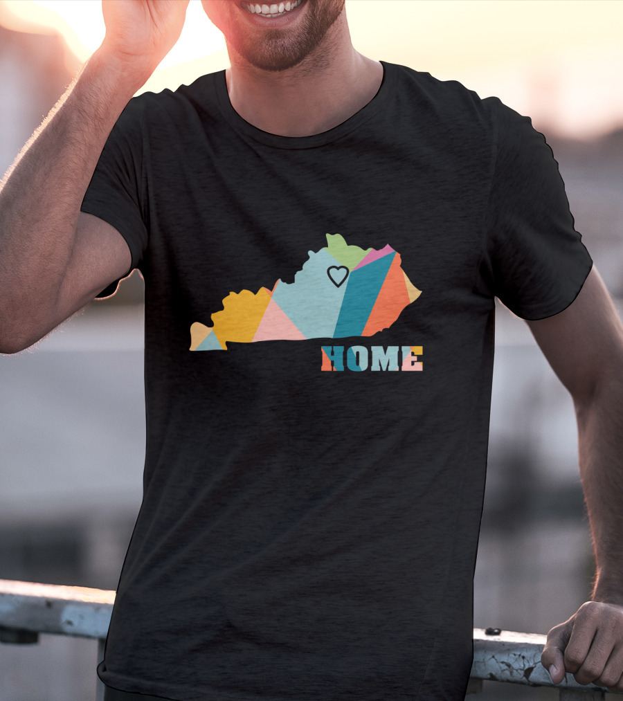 Home Kentucky State Colorful Map Heart T-Shirt