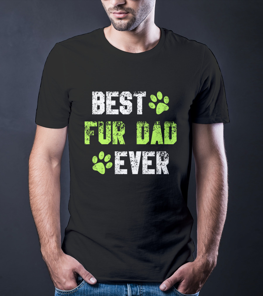 Best Fur Dad Ever Paw Prints T-Shirt