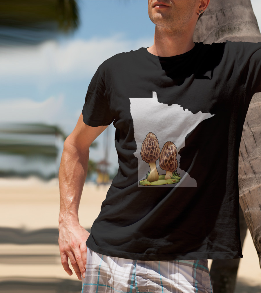 Minnesota Map With Two Morel Mushrooms In Front T-Shirt