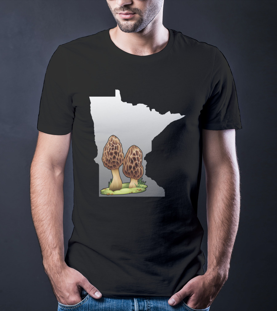 Minnesota Map With Two Morel Mushrooms In Front T-Shirt