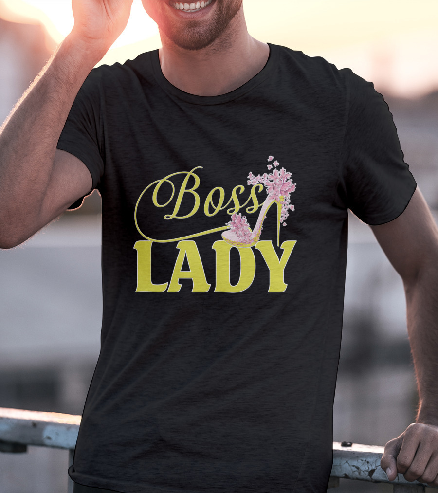 Boss Lady Floral Gold High Heel T-Shirt