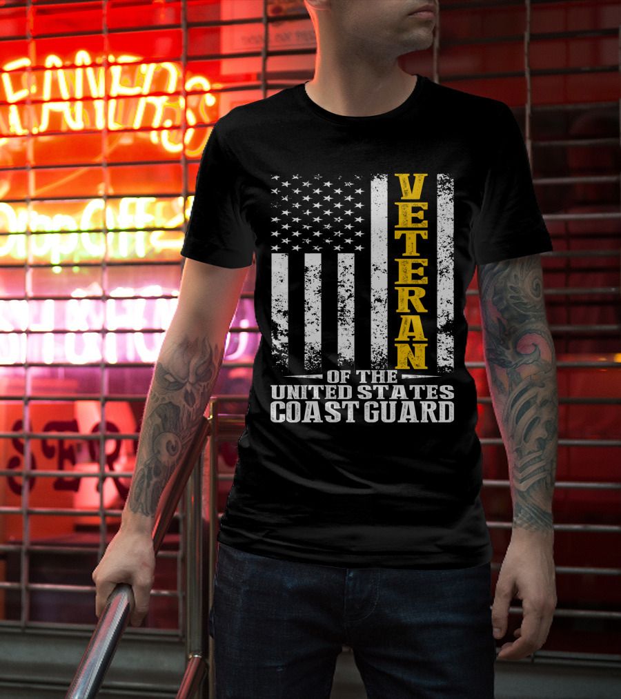 Veteran Of The United States Coast Guard USA Flag T-Shirt