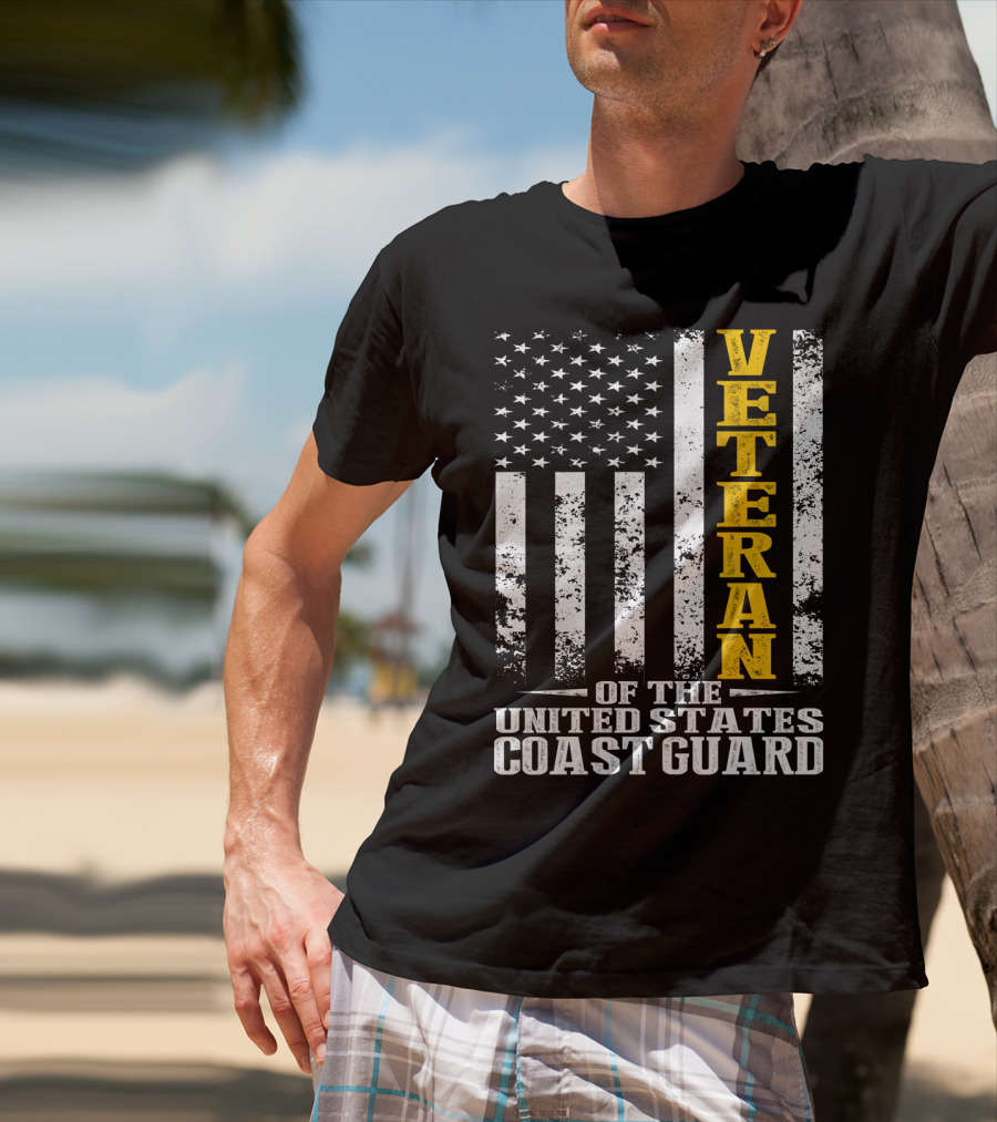 Veteran Of The United States Coast Guard USA Flag T-Shirt