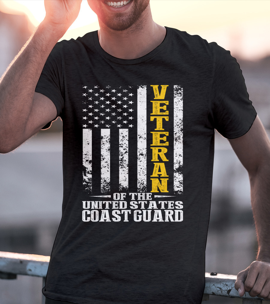 Veteran Of The United States Coast Guard USA Flag T-Shirt