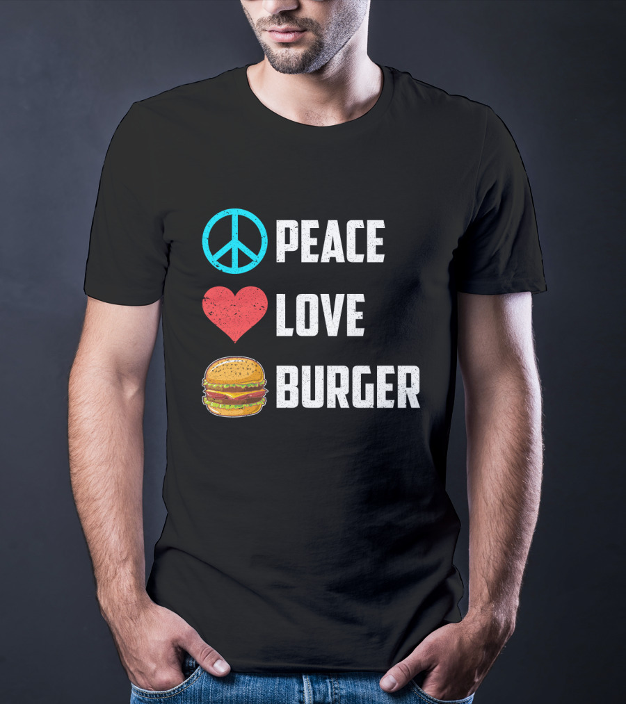 Peace Heart Love Burger T-Shirt