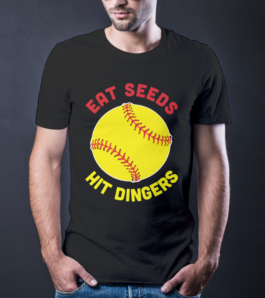 Eat Seeds Hit Dingers Softball Yellow T-Shirt