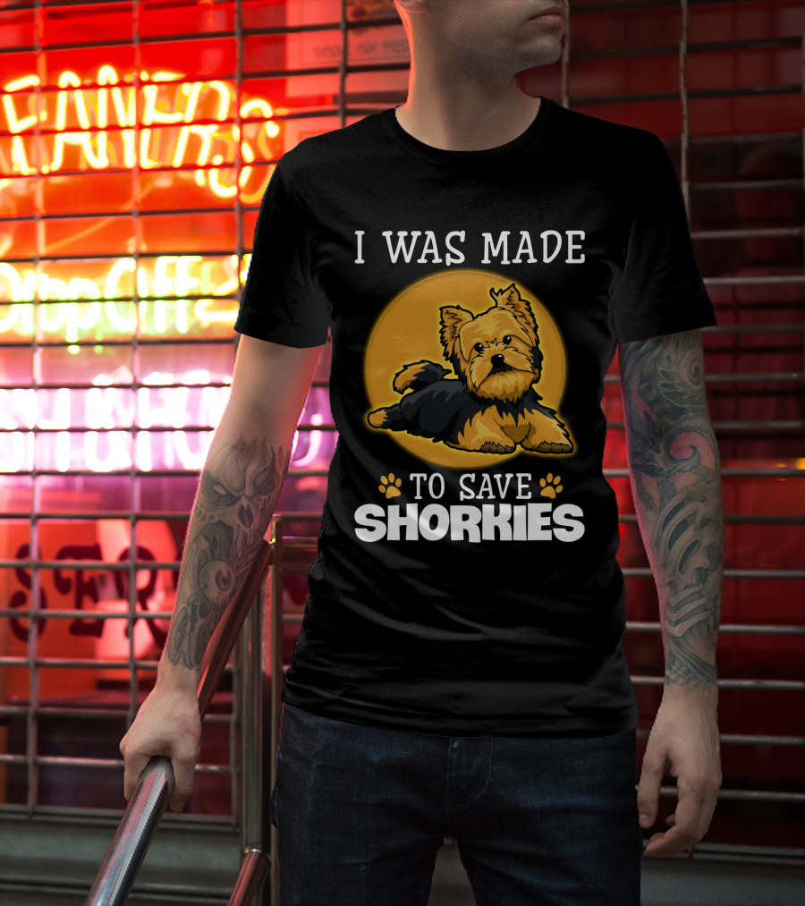 I Was Made To Save Shorkies Dog Paws And Orange Circle T-Shirt