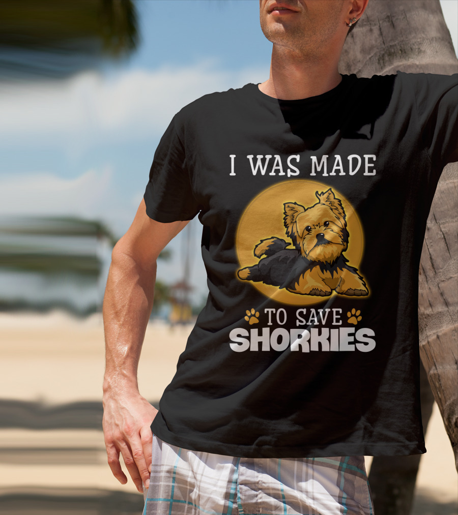I Was Made To Save Shorkies Dog Paws And Orange Circle T-Shirt