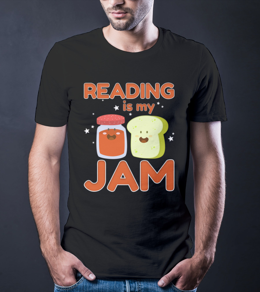 READING IS MY JAM Cute Kawaii Jam Jar And Bread With Stars T-Shirt