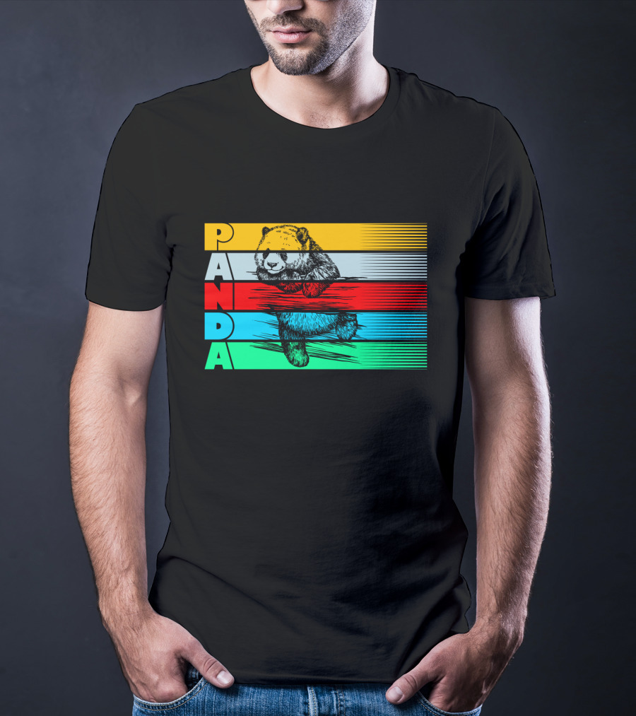Panda PAPA Retro Striped T-Shirt