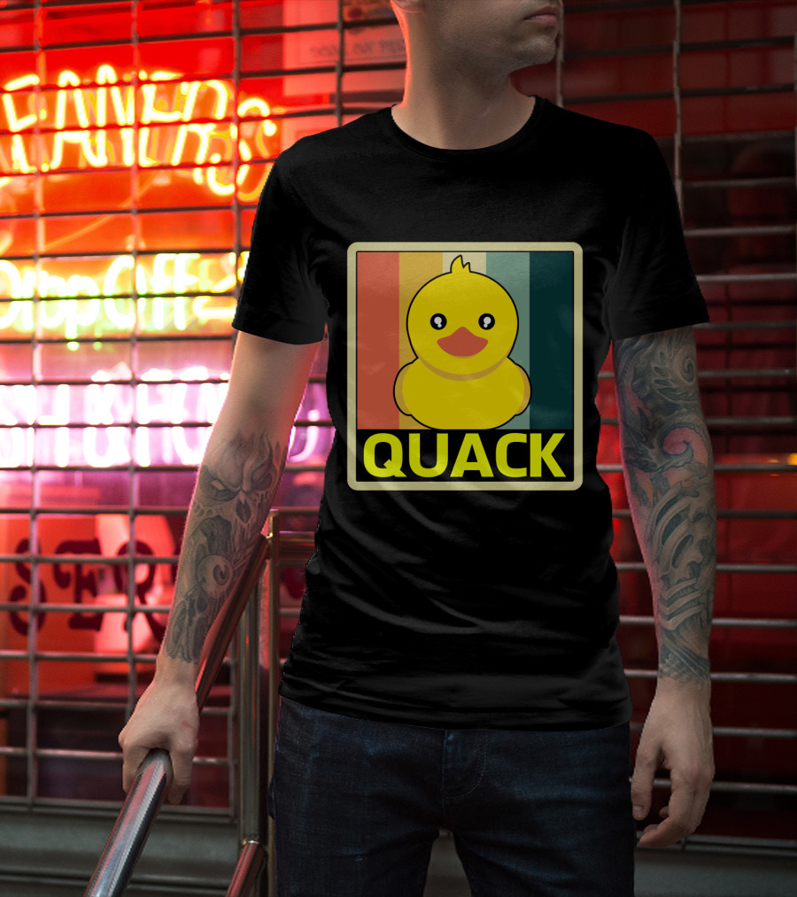 Vintage Rubber Duck Quack Retro Stripes T-Shirt