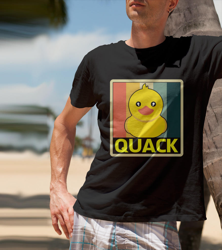 Vintage Rubber Duck Quack Retro Stripes T-Shirt
