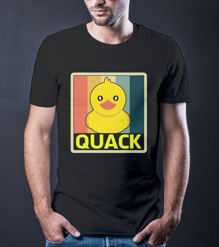 Vintage Rubber Duck Quack Retro Stripes T-Shirt