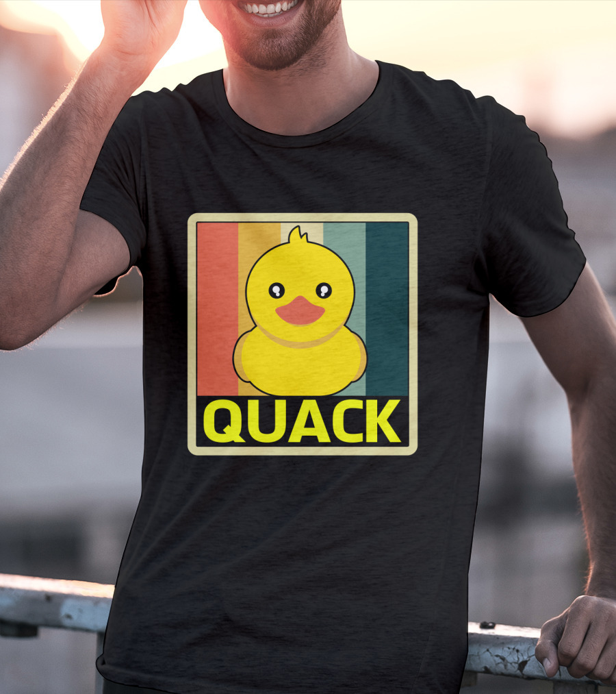 Vintage Rubber Duck Quack Retro Stripes T-Shirt