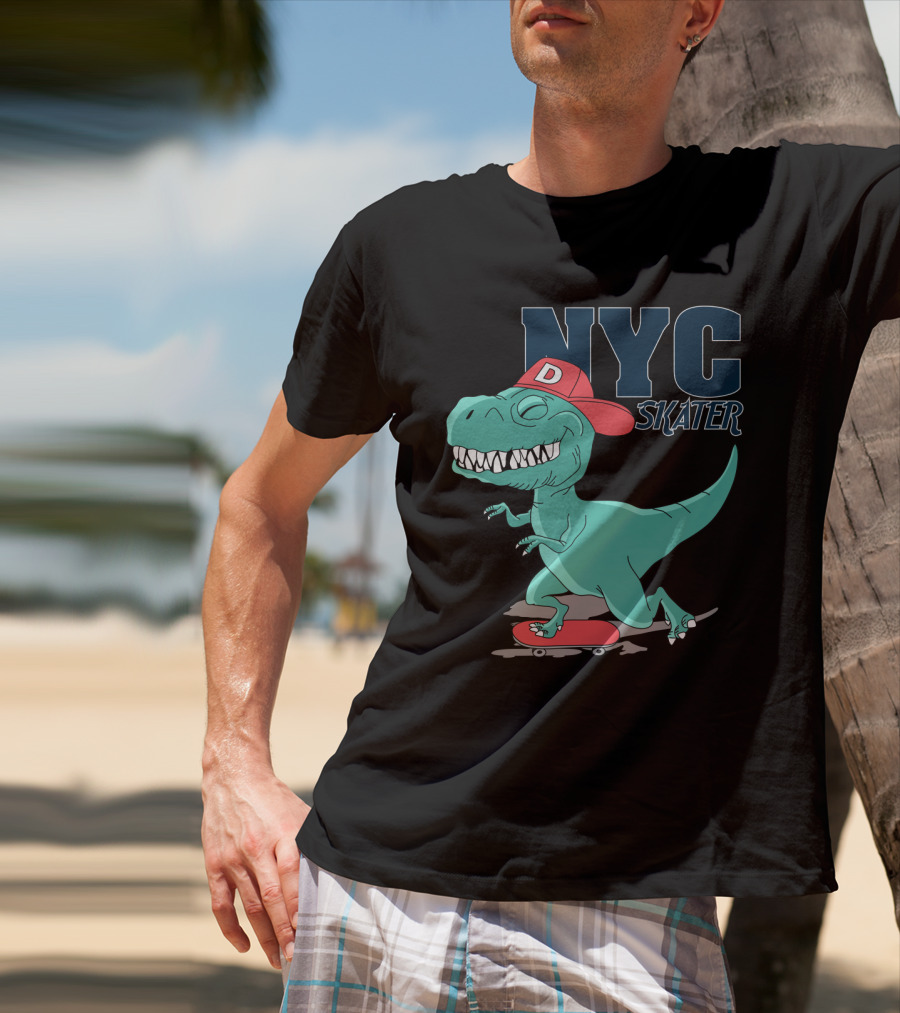 NYC Skater Dinosaur With Red Cap T-Shirt