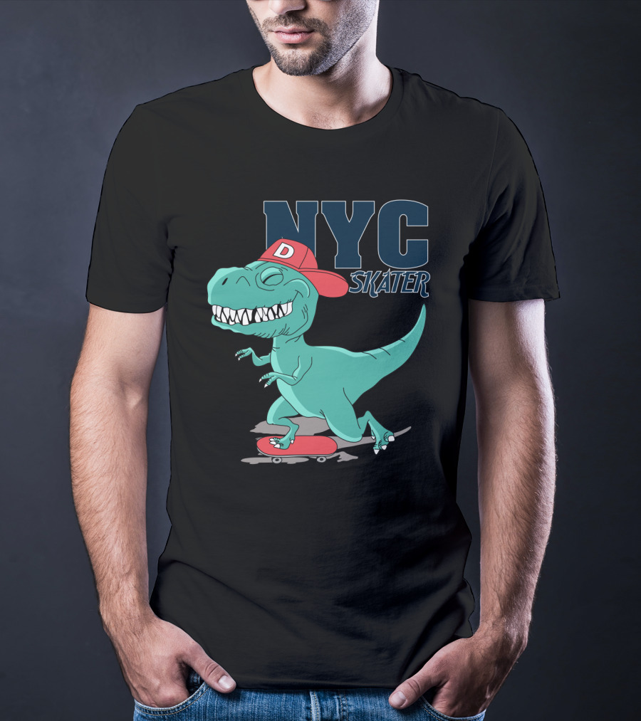 NYC Skater Dinosaur With Red Cap T-Shirt