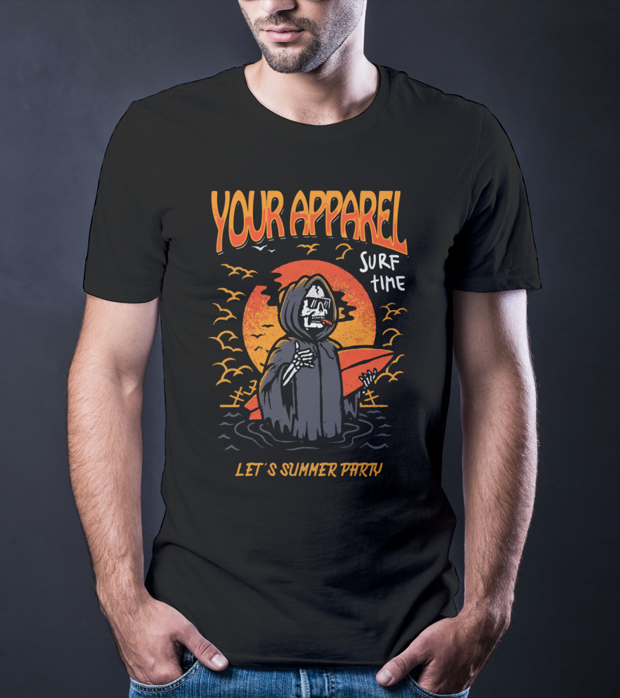 Your Apparel Surf Time Let's Summer Party Goblin Skull T-Shirt