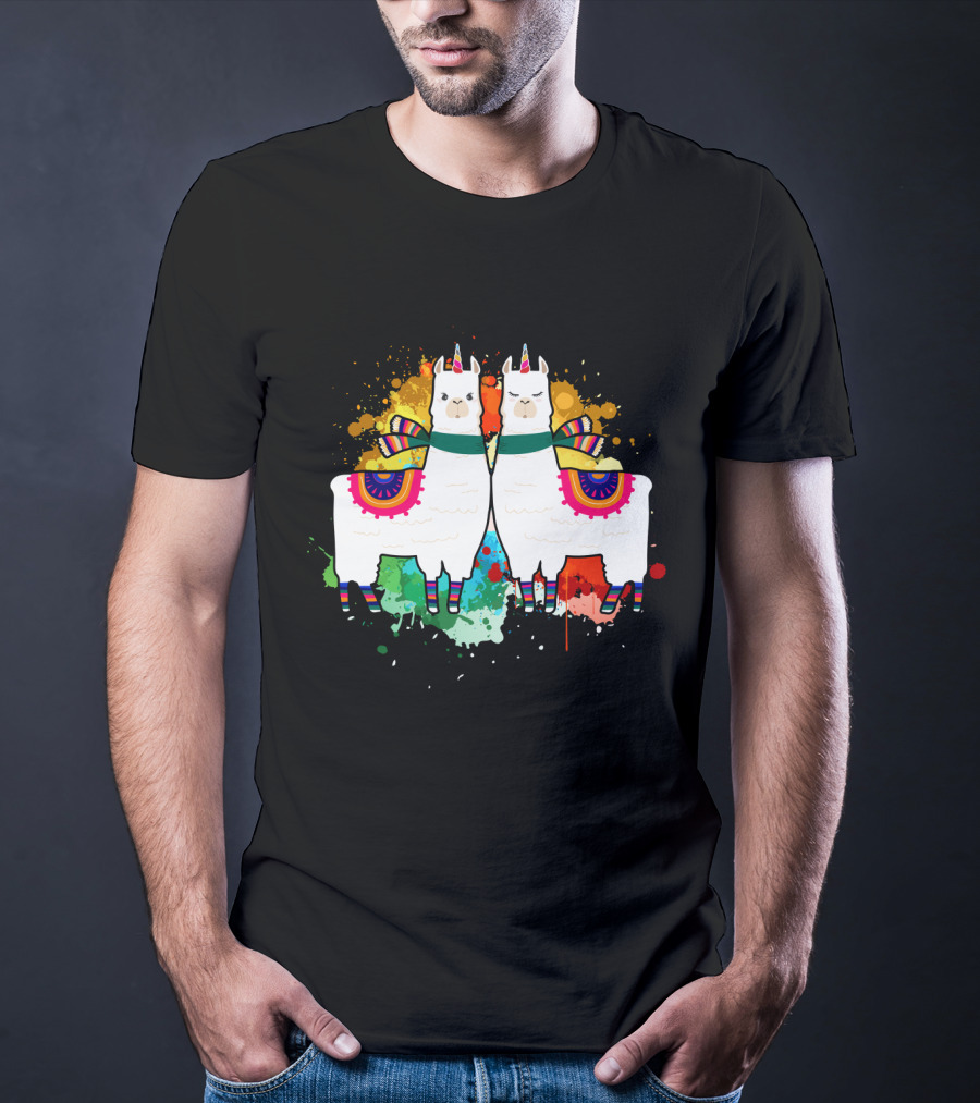Alpaca Unicorn Unipaca Splash Art Duo T-Shirt