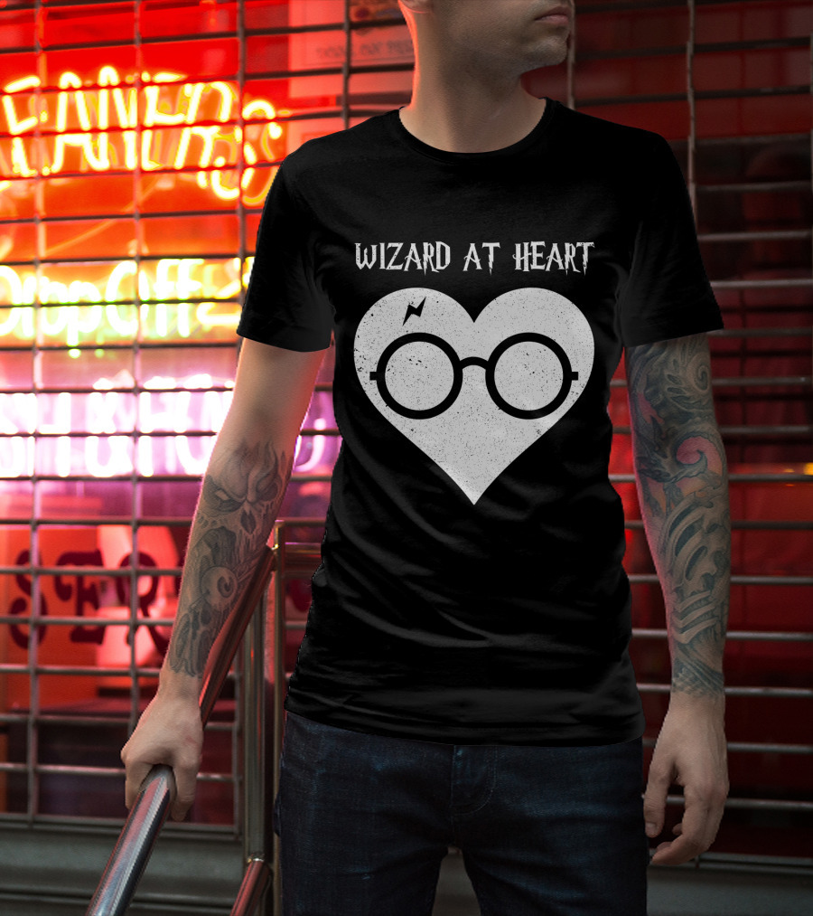 Wizard At Heart Harry Glasses Lightning Bolt Heart T-Shirt