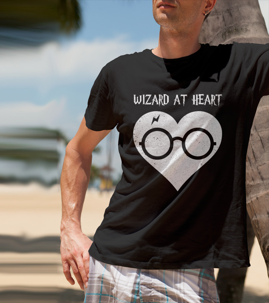 Wizard At Heart Harry Glasses Lightning Bolt Heart T-Shirt
