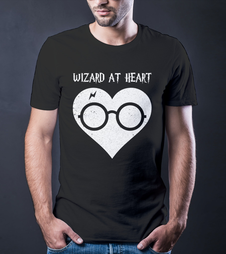 Wizard At Heart Harry Glasses Lightning Bolt Heart T-Shirt