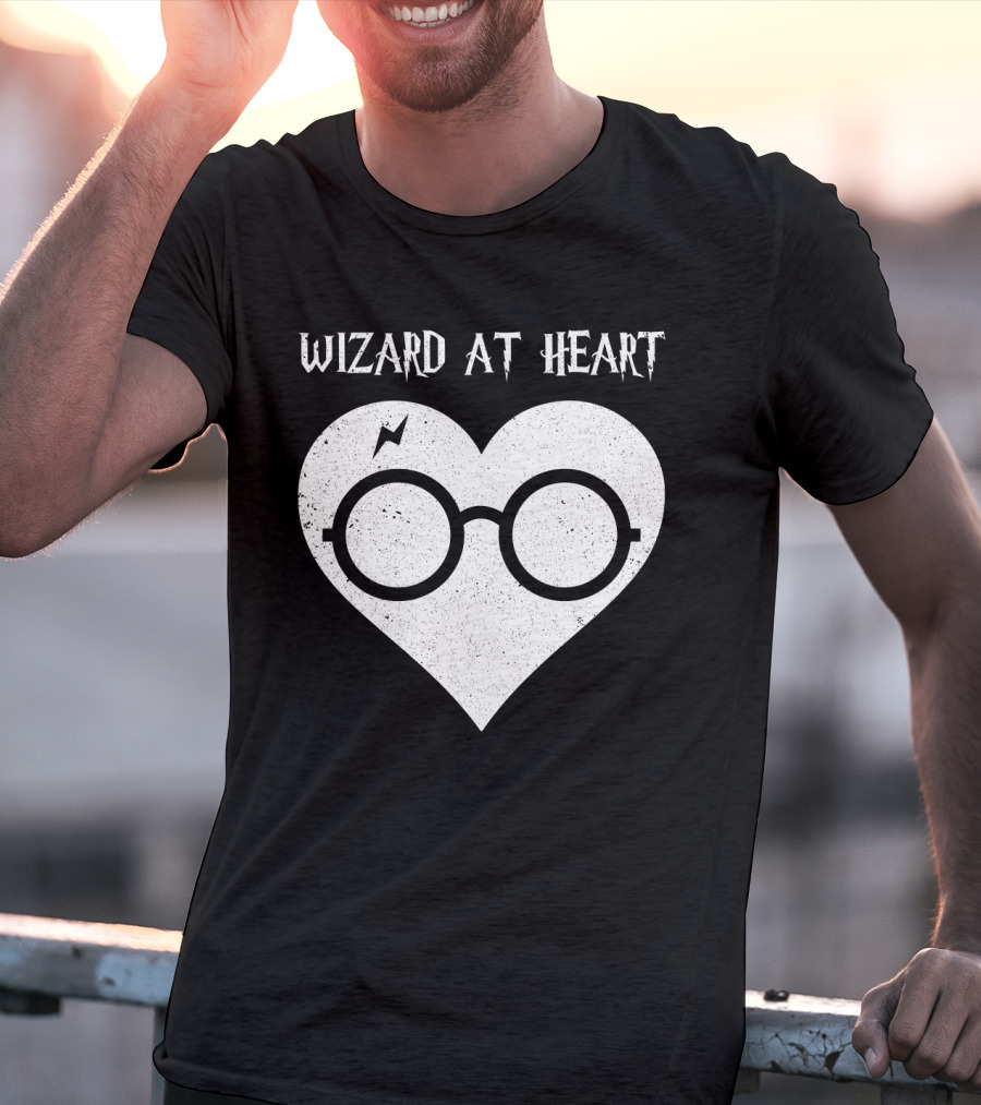 Wizard At Heart Harry Glasses Lightning Bolt Heart T-Shirt