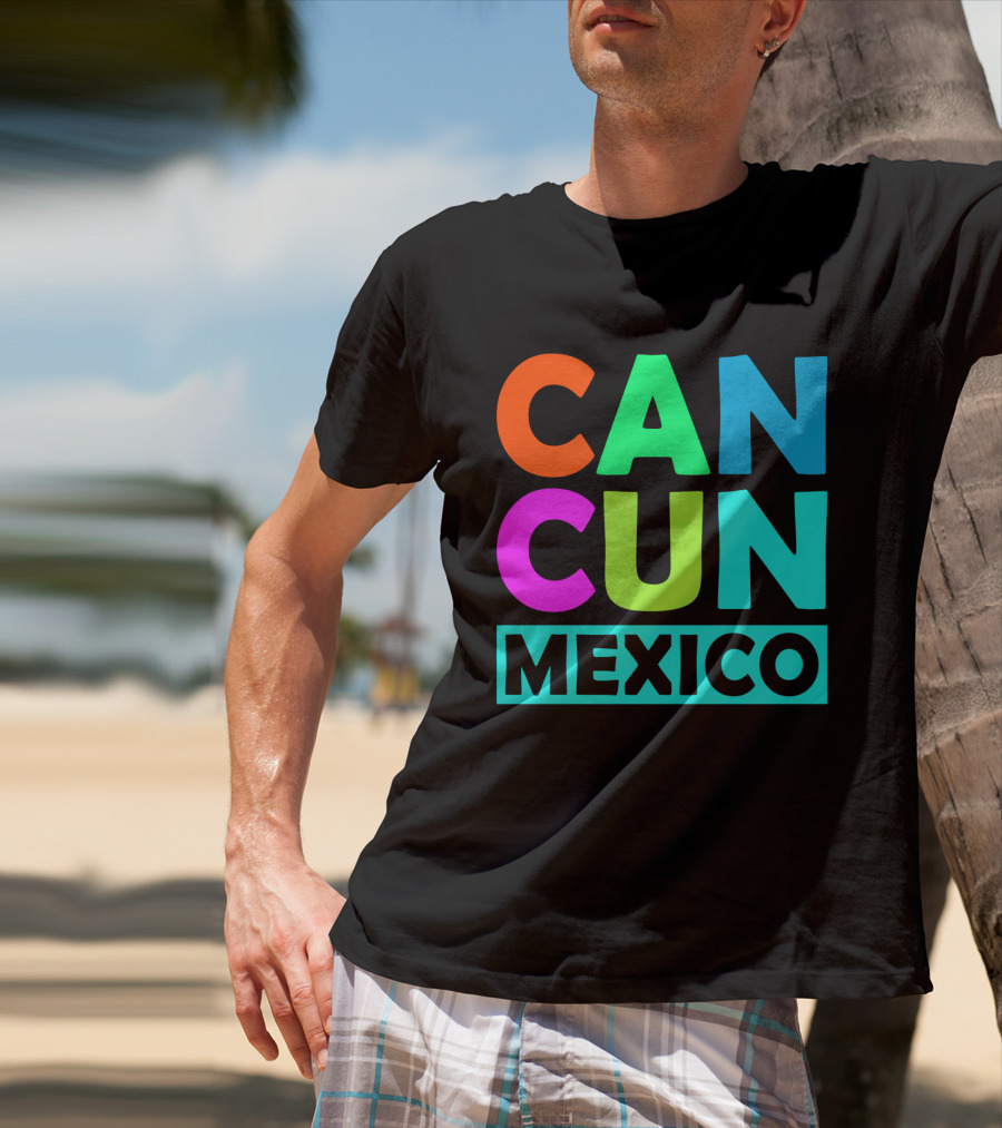 Cancun Mexico Vibrant Block Lettering T-Shirt