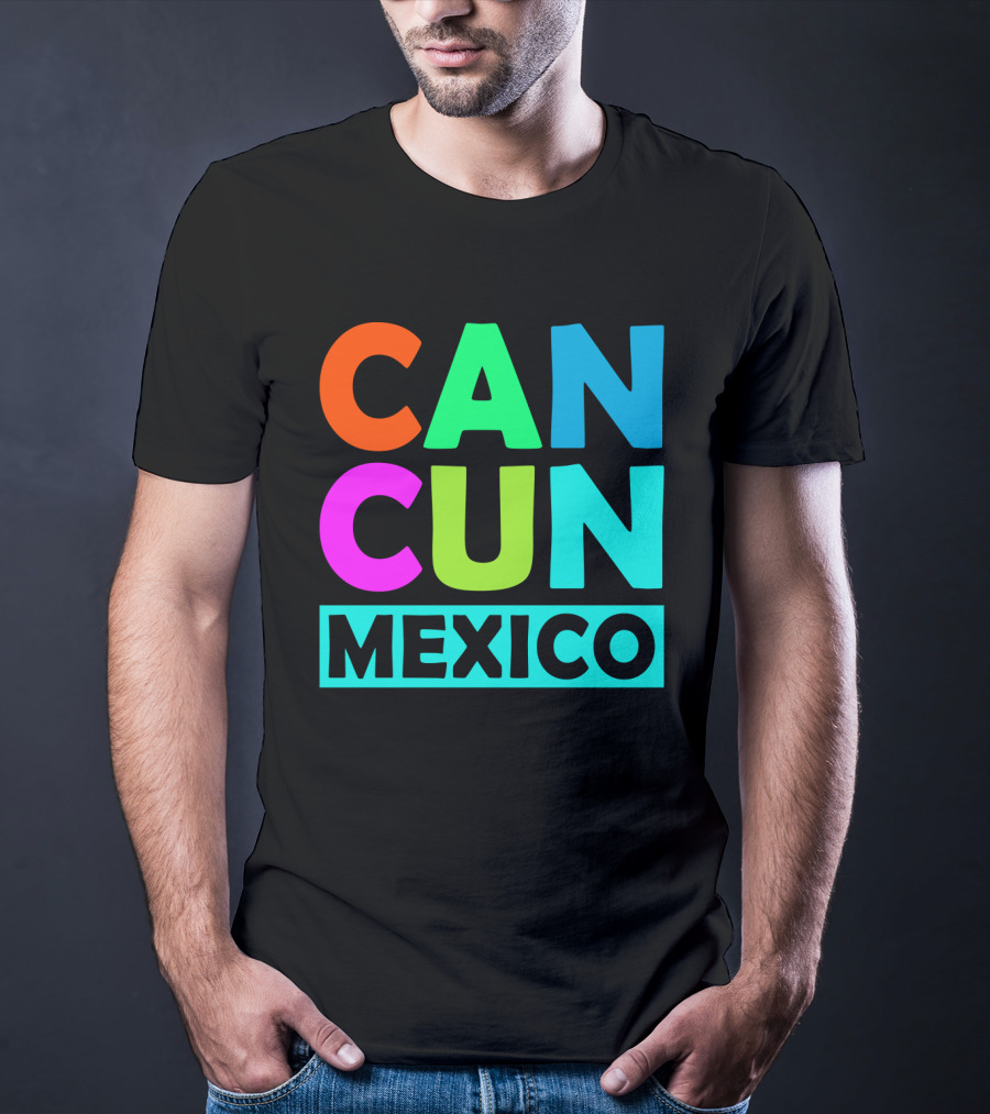 Cancun Mexico Vibrant Block Lettering T-Shirt