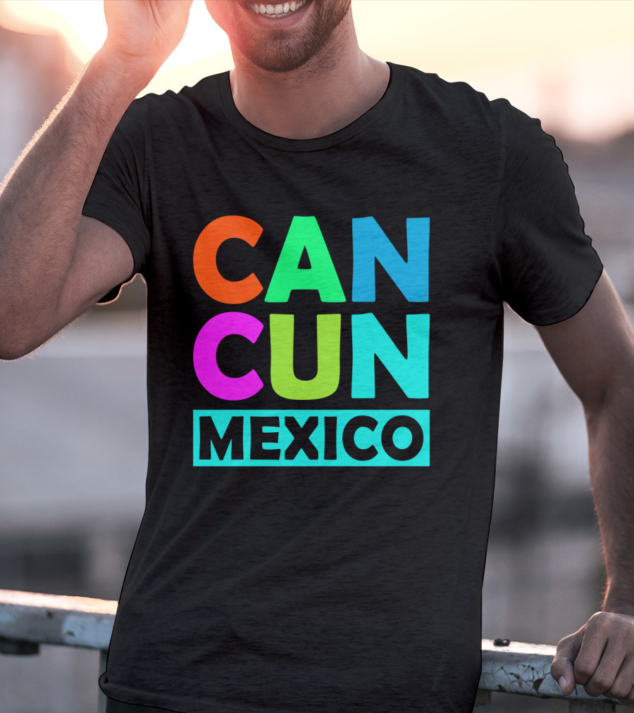 Cancun Mexico Vibrant Block Lettering T-Shirt