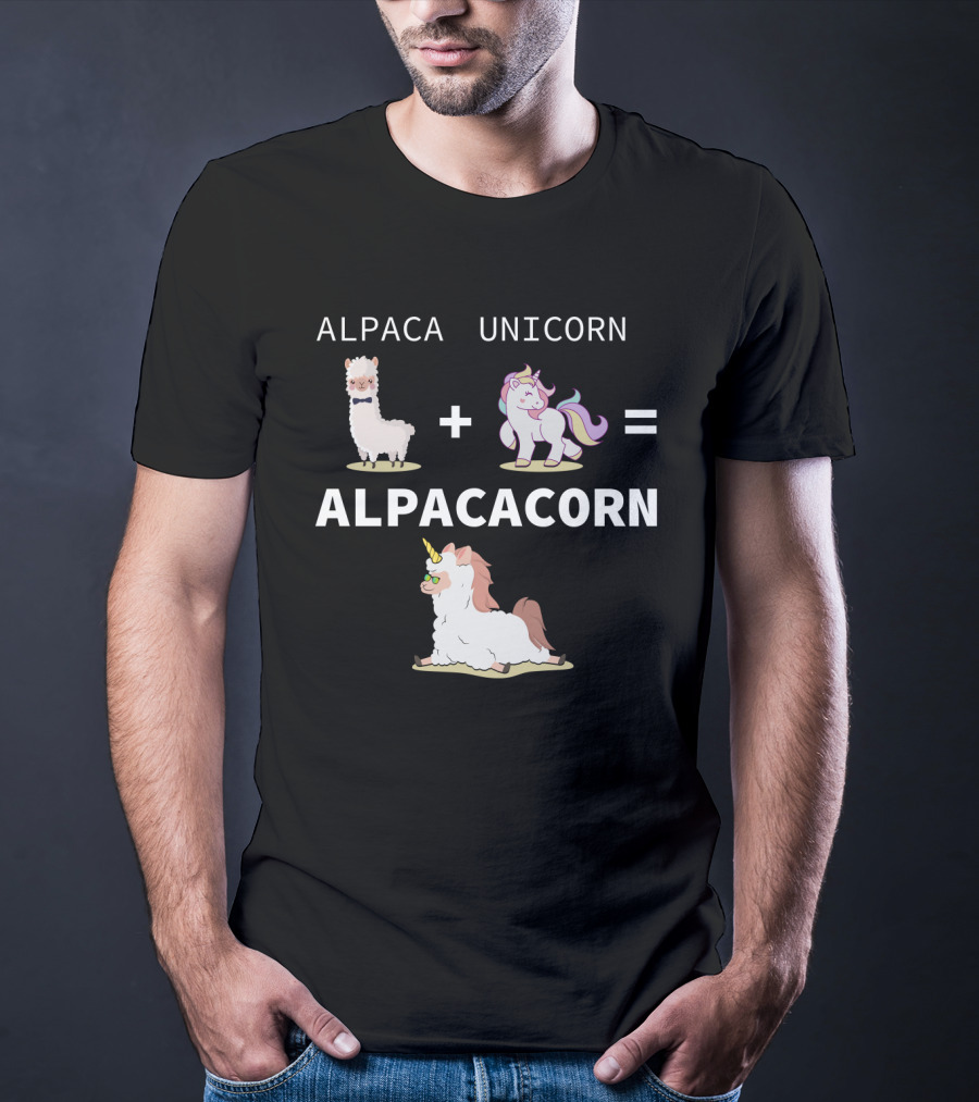 Alpaca Unicorn Equals Alpacacorn With Adorable Hybrid T-Shirt