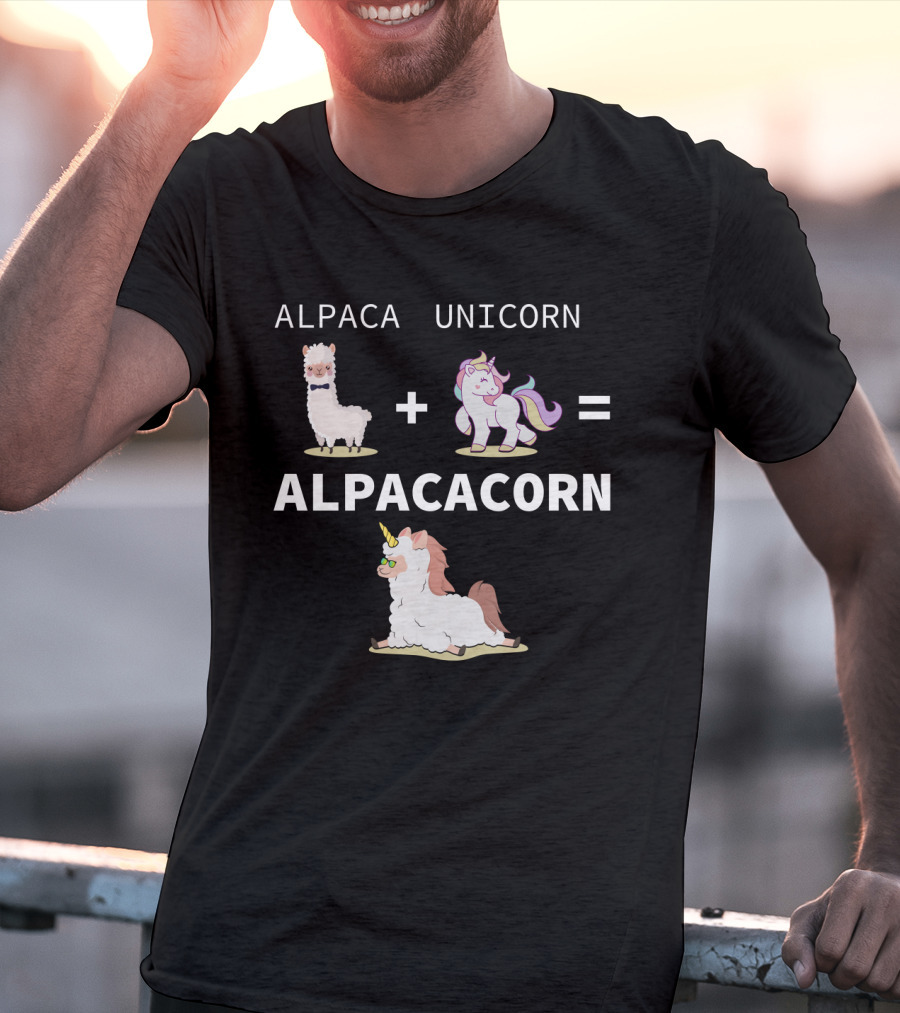 Alpaca Unicorn Equals Alpacacorn With Adorable Hybrid T-Shirt