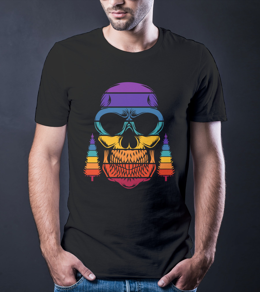 Rainbow Skull With Pine Trees T-Shirt