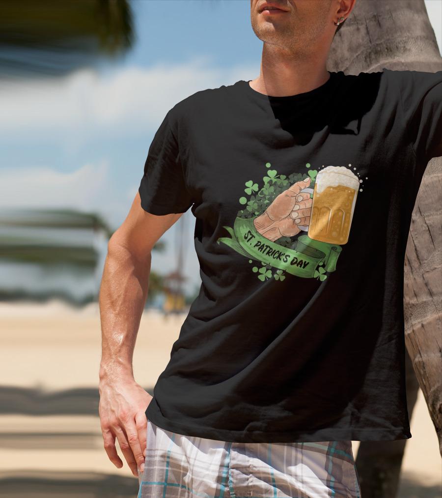 St Patrick's Day Big Beer With Shamrocks And Banner T-Shirt