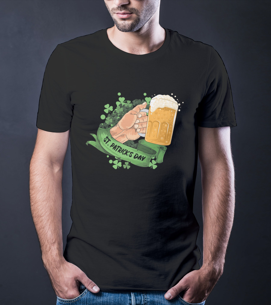 St Patrick's Day Big Beer With Shamrocks And Banner T-Shirt