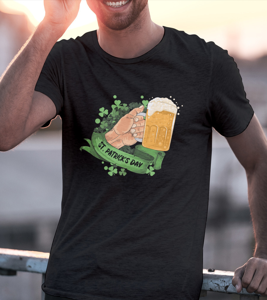 St Patrick's Day Big Beer With Shamrocks And Banner T-Shirt