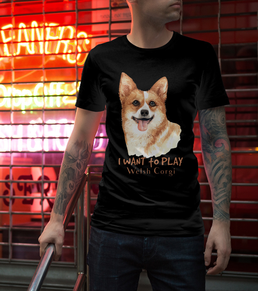 I Want To Play Welsh Corgi Dog Watercolor T-Shirt