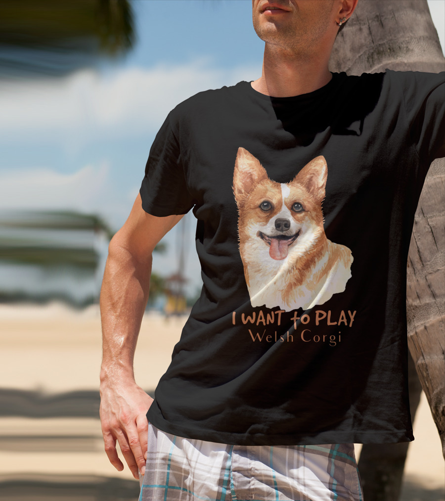 I Want To Play Welsh Corgi Dog Watercolor T-Shirt